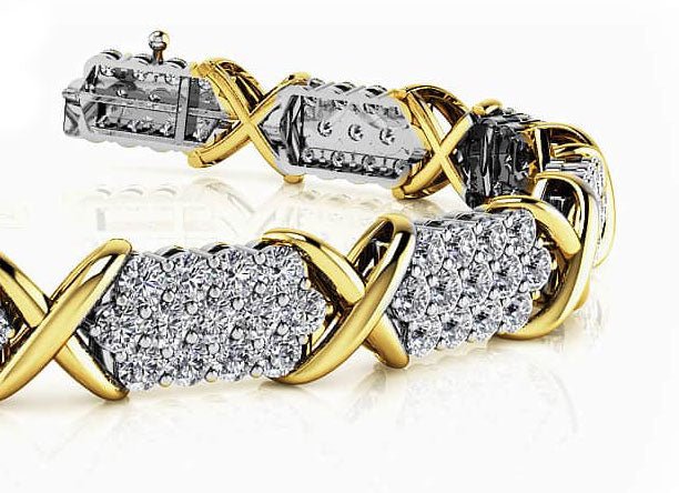 Stylized X Triple Row Diamond Bracelet with 4.00 ct.(finished) 1.7mm - Luxury Time NYC