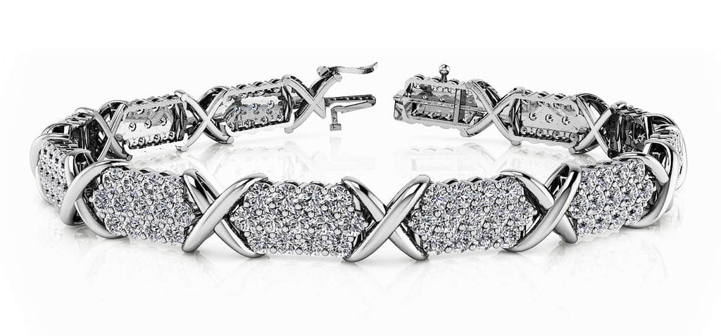 Stylized X Triple Row Diamond Bracelet with 4.00 ct.(finished) 1.7mm - Luxury Time NYC