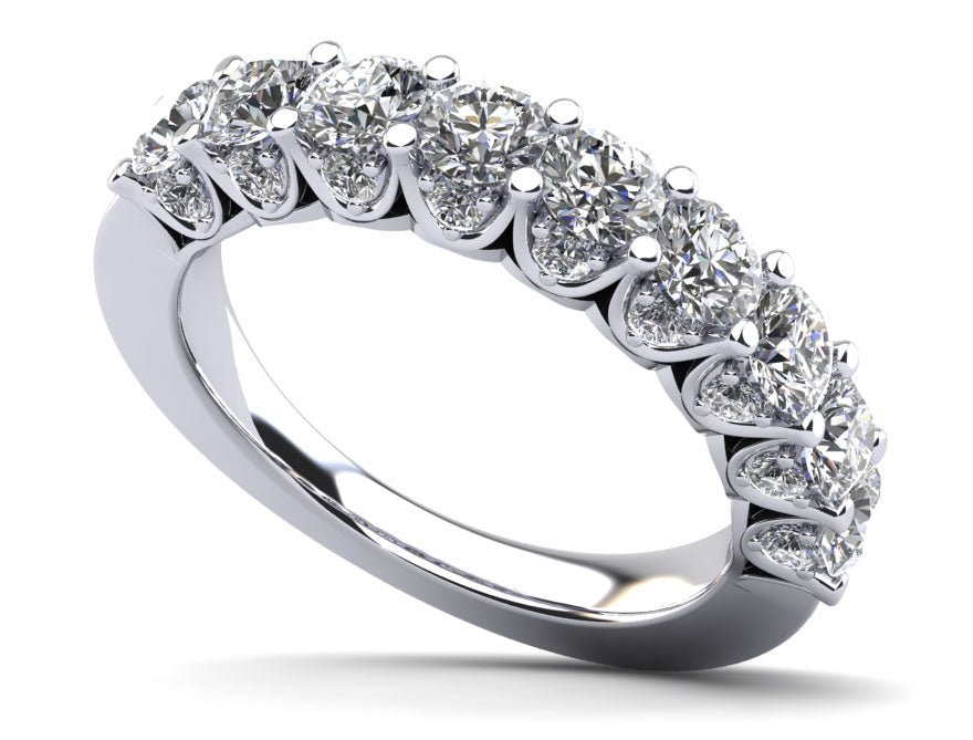 Sunbeam Diamond Anniversary Diamond Ring with 0.88 ct.(finished) 1.3mm, 2.5mm - Luxury Time NYC