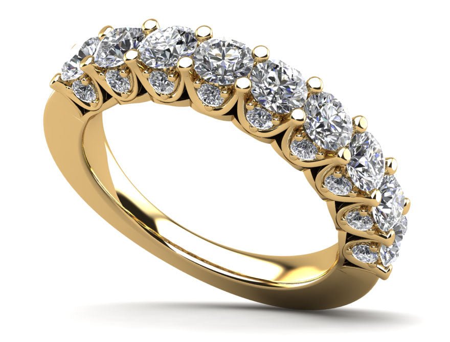 Sunbeam Diamond Anniversary Diamond Ring with 0.88 ct.(finished) 1.3mm, 2.5mm - Luxury Time NYC