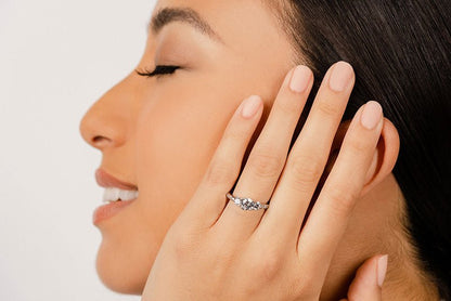 Supreme Diamond Three Stone Lab - Grown Diamond Engagement Ring with 1.33 ct. (0.75 ct. center diamond) - Luxury Time NYC