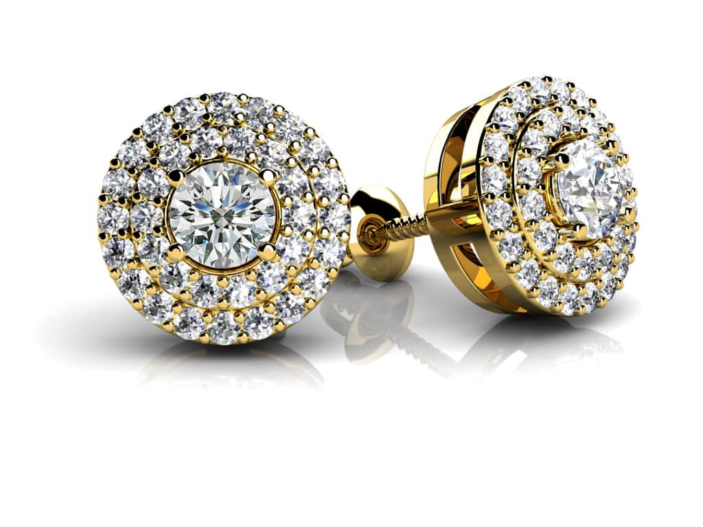 Surrounded By Diamonds Designer Lab - Grown Diamond Stud Earrings with 0.52 ct. (2X0.11 ct. center diamonds) - Luxury Time NYC