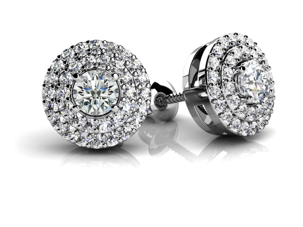 Surrounded By Diamonds Designer Lab - Grown Diamond Stud Earrings with 0.52 ct. (2X0.11 ct. center diamonds) - Luxury Time NYC
