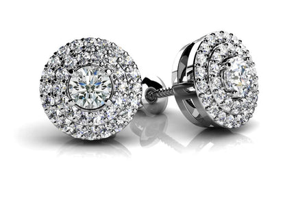Surrounded By Diamonds Designer Lab - Grown Diamond Stud Earrings with 0.52 ct. (2X0.11 ct. center diamonds) - Luxury Time NYC