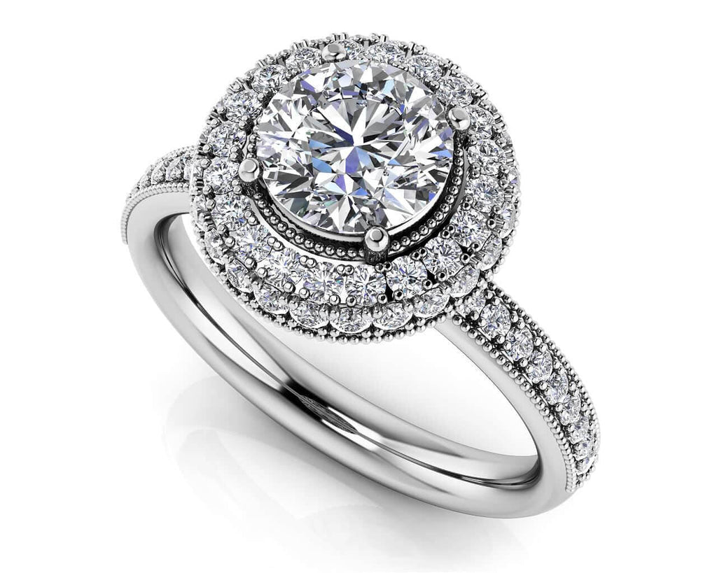 Surrounded By Sparkle Diamond Engagement Ring with 0.91 ct. (0.50 ct. center diamond) - Luxury Time NYC