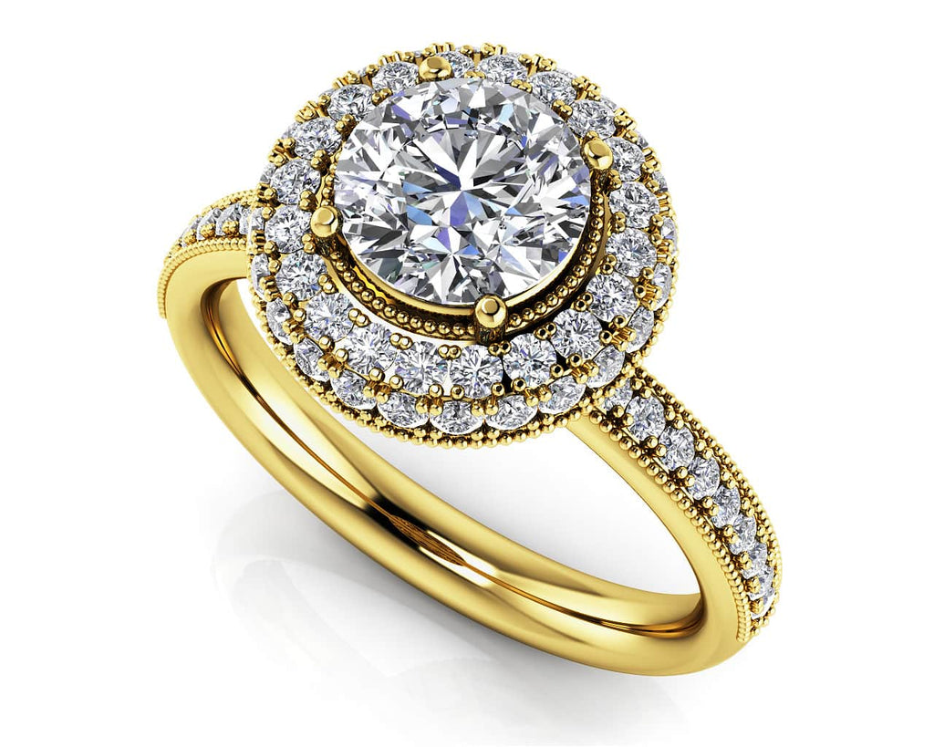 Surrounded By Sparkle Diamond Engagement Ring with 0.91 ct. (0.50 ct. center diamond) - Luxury Time NYC