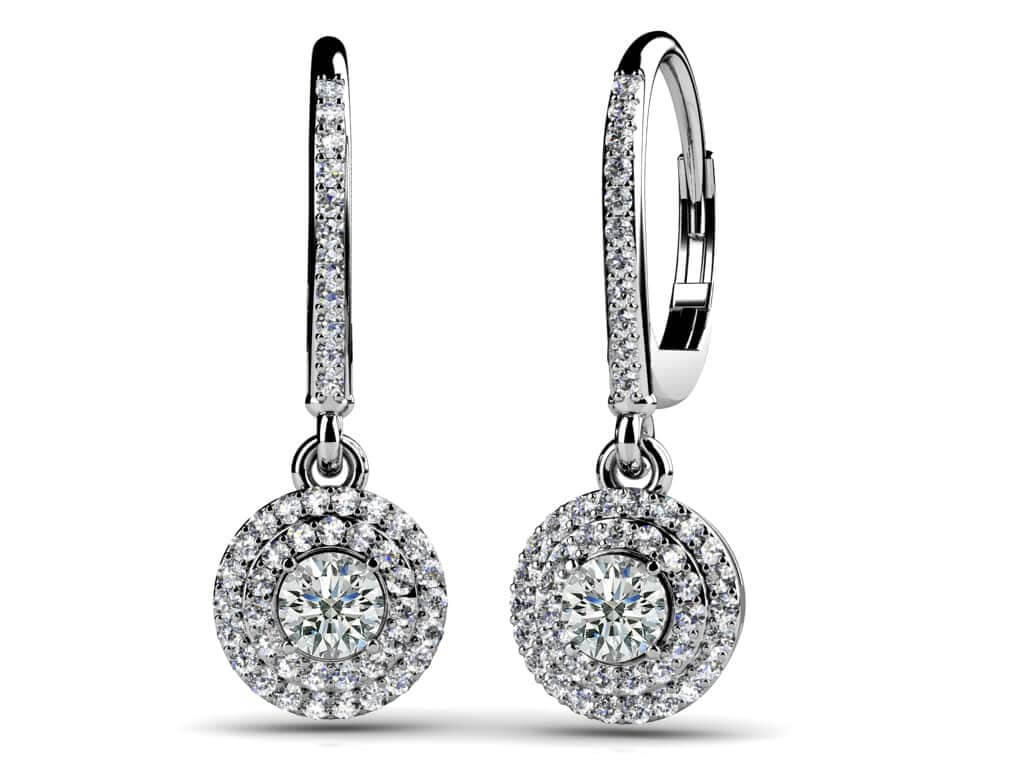 Surrounded By Sparkle Diamond Hoop Earrings Lab - Grown Diamond with 0.63 ct. (2X0.11 ct. center diamonds) - Luxury Time NYC