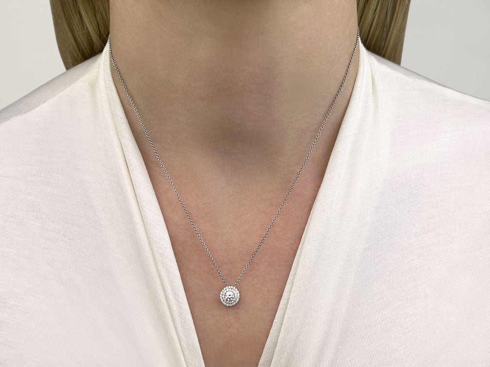 Surrounded By Sparkle Diamond Pendant with 0.26 ct. (0.11 ct. center diamond) - Luxury Time NYC