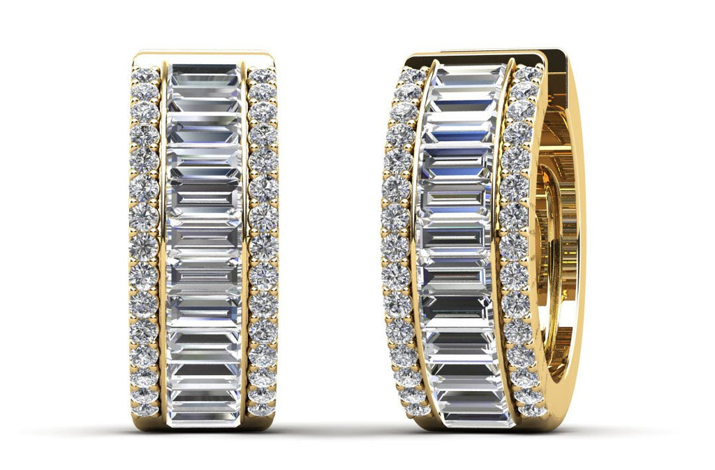 Surrounded Diamonds Baguette Cut Diamond Hoops Diamond with 4.20 ct.(finished) 3.5x1.5mm, 1.1mm - Luxury Time NYC