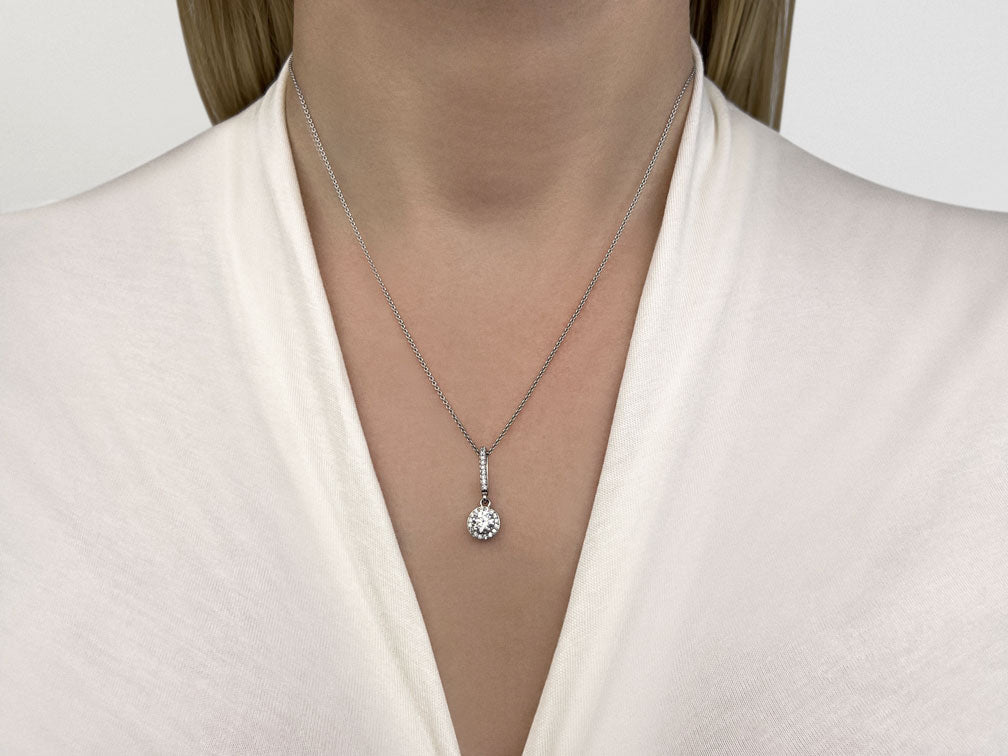 Surrounded With Love Diamond Drop Lab - Grown Diamond Pendant with 0.38 ct. (0.25 ct. center diamond) - Luxury Time NYC