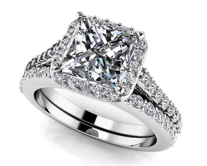 Sweet Romance Princess Cut Lab - Grown Diamond Bridal Set with 2.26 ct. (1.50 ct. center diamond) - Luxury Time NYC