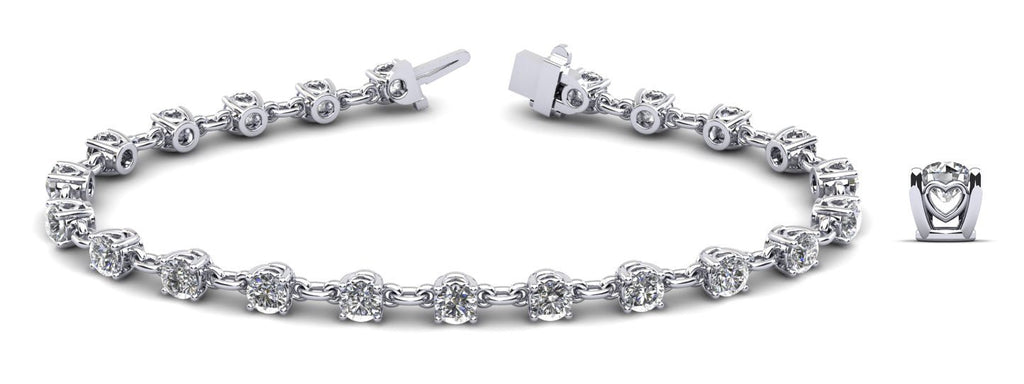 Sweetheart Chain Link Diamond Tennis Diamond Bracelet with 1.41 ct.(finished) 2.3mm - Luxury Time NYC