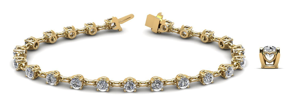 Sweetheart Chain Link Diamond Tennis Diamond Bracelet with 2.41 ct.(finished) 2.8mm - Luxury Time NYC