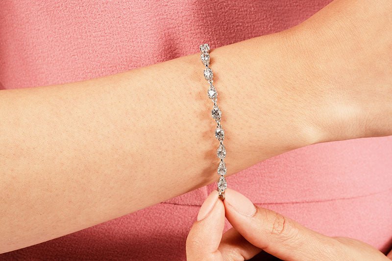 Sweetheart Chain Link Diamond Tennis Lab - Grown Diamond Bracelet with 1.41 ct.(finished) 2.3mm - Luxury Time NYC