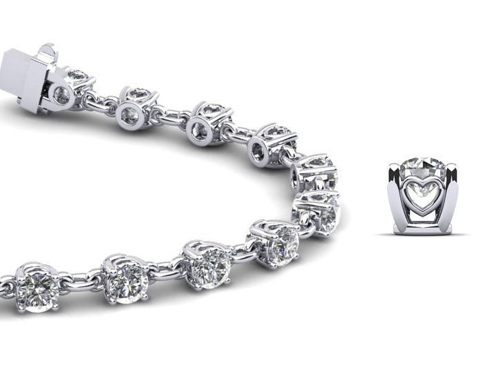 Sweetheart Chain Link Diamond Tennis Lab - Grown Diamond Bracelet with 2.88 ct.(finished) 3.1mm - Luxury Time NYC