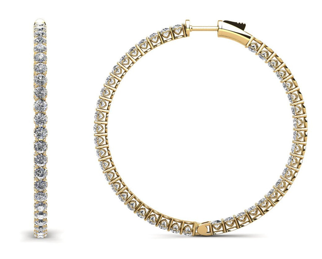 Sweetheart Single Row Inside Out Diamond Hoops Extra Large Diamond with 4.70 ct.(finished) 2.3mm - Luxury Time NYC