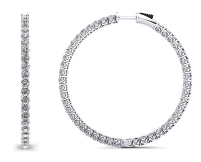 Sweetheart Single Row Inside Out Diamond Hoops Extra Large Lab - Grown Diamond with 4.70 ct.(finished) 2.3mm - Luxury Time NYC