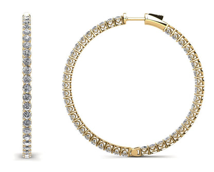 Sweetheart Single Row Inside Out Diamond Hoops Extra Large Lab - Grown Diamond with 7.40 ct.(finished) 2.8mm - Luxury Time NYC