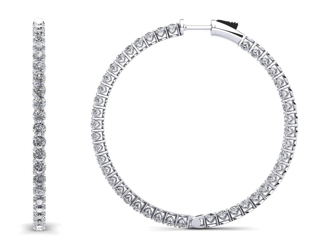 Sweetheart Single Row Inside Out Diamond Hoops Extra Large Lab - Grown Diamond with 7.40 ct.(finished) 2.8mm - Luxury Time NYC