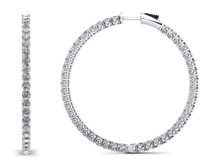 Sweetheart Single Row Inside Out Diamond Hoops Extra Large Lab - Grown Diamond with 7.40 ct.(finished) 2.8mm - Luxury Time NYC