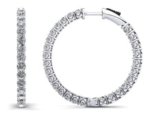 Load image into Gallery viewer, Sweetheart Single Row Inside Out Diamond Hoops Medium Diamond with 3.10 ct.(finished) 2.3mm - Luxury Time NYC