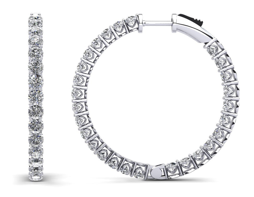 Sweetheart Single Row Inside Out Diamond Hoops Medium Diamond with 5.46 ct.(finished) 3mm - Luxury Time NYC