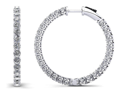 Sweetheart Single Row Inside Out Diamond Hoops Medium Diamond with 5.46 ct.(finished) 3mm - Luxury Time NYC