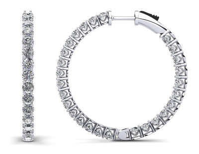 Sweetheart Single Row Inside Out Diamond Hoops Medium Diamond with 5.46 ct.(finished) 3mm - Luxury Time NYC