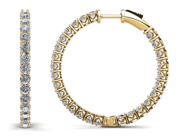 Sweetheart Single Row Inside Out Diamond Hoops Medium Diamond with 5.46 ct.(finished) 3mm - Luxury Time NYC