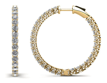 Sweetheart Single Row Inside Out Diamond Hoops Medium Diamond with 5.46 ct.(finished) 3mm - Luxury Time NYC