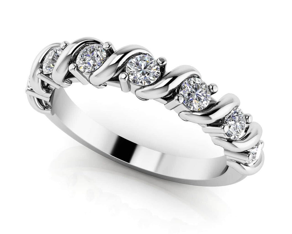 Swirl Diamond Anniversary Diamond Ring with 0.28 ct.(finished) 2.2mm - Luxury Time NYC