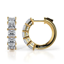 Load image into Gallery viewer, Ten Princess Cut Diamonds Diamond Hoop Earrings with 10.00 ct.(finished) 5.5mm - Luxury Time NYC