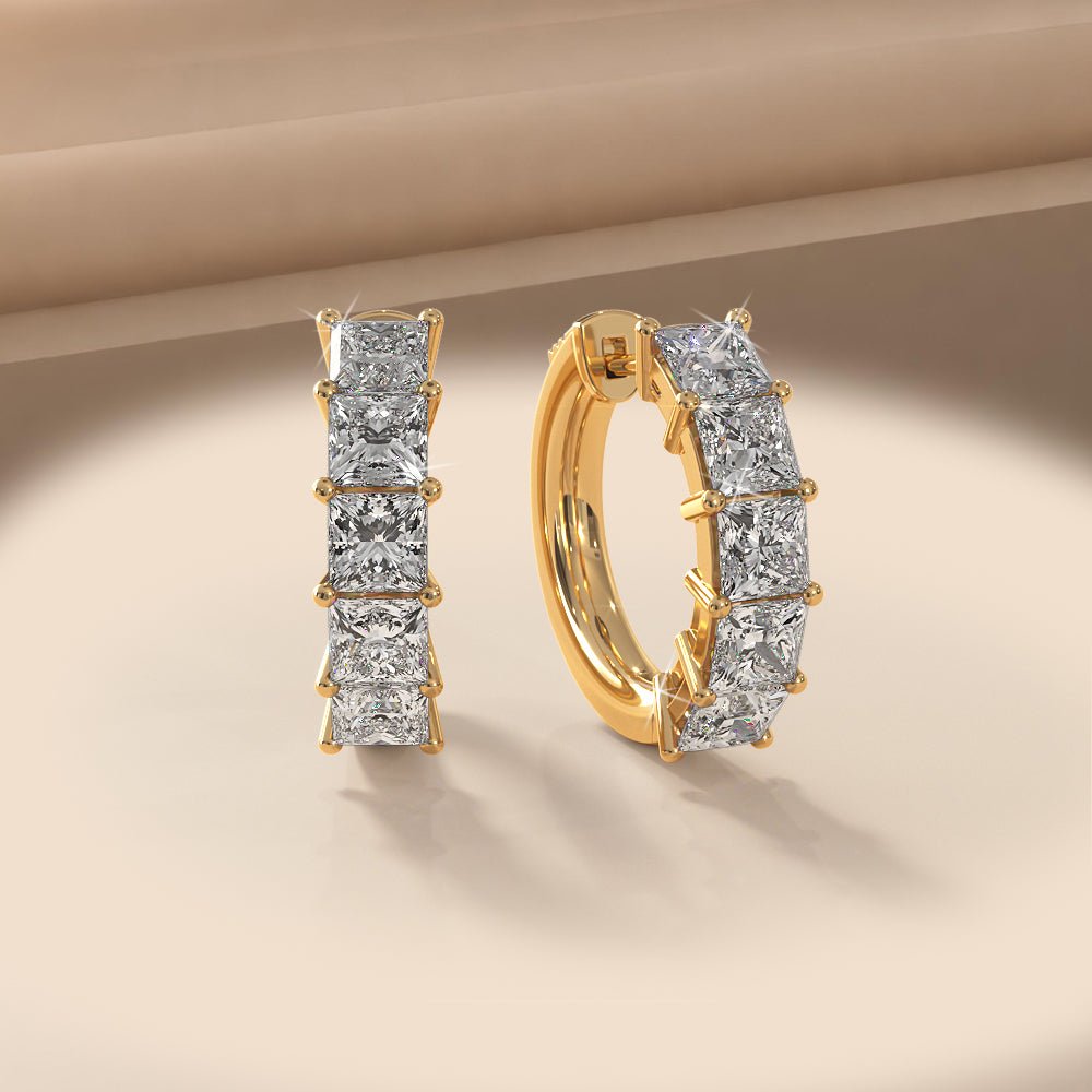 Ten Princess Cut Diamonds Diamond Hoop Earrings with 10.00 ct.(finished) 5.5mm - Luxury Time NYC