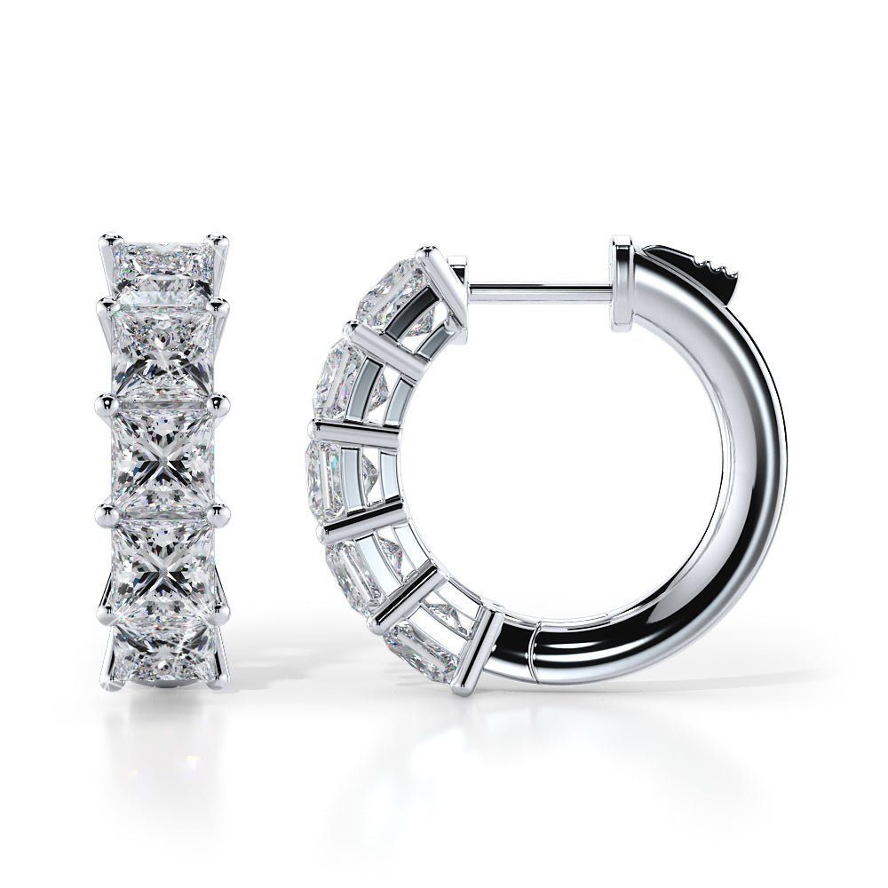 Ten Princess Cut Diamonds Diamond Hoop Earrings with 10.00 ct.(finished) 5.5mm - Luxury Time NYC