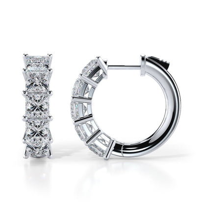 Ten Princess Cut Diamonds Diamond Hoop Earrings with 5.00 ct.(finished) 4.5mm - Luxury Time NYC