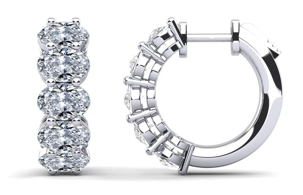 Ten Stone Oval Diamond Hoop Earrings with 2.00 ct.(finished) 4x3mm - Luxury Time NYC