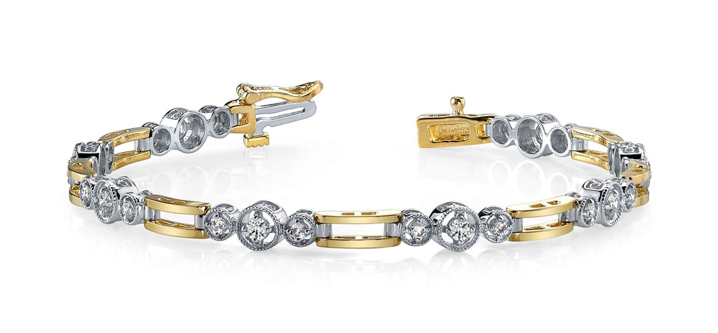 Three Across Bridge Link Diamond Bracelet with 1.01 ct.(finished) 2mm, 2.5mm - Luxury Time NYC