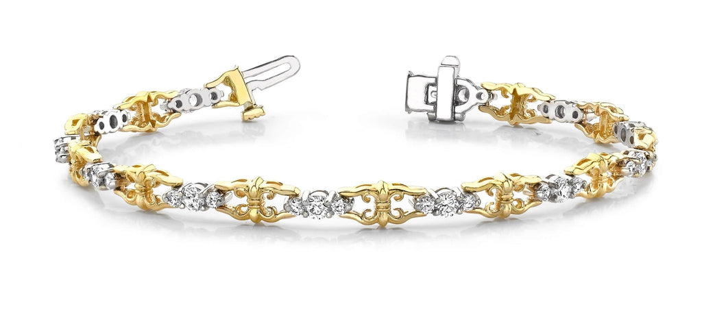 Three Across Crown Link Diamond Bracelet with 1.08 ct.(finished) 1.7mm, 2mm - Luxury Time NYC