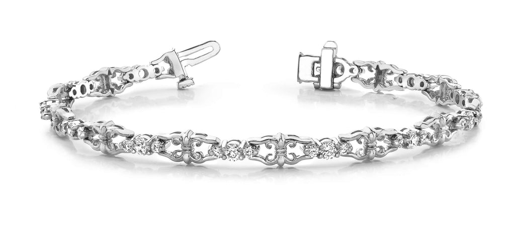 Three Across Crown Link Diamond Bracelet with 1.08 ct.(finished) 1.7mm, 2mm - Luxury Time NYC