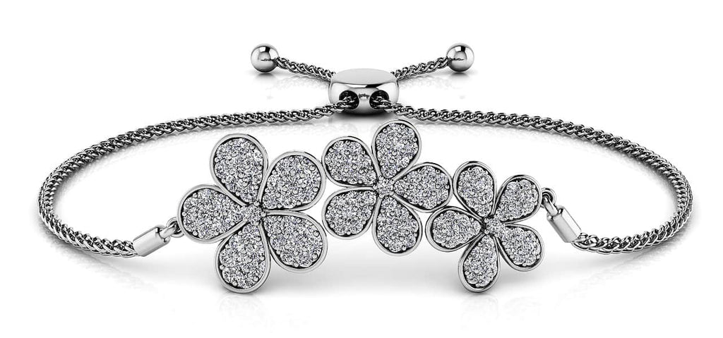 Three Flower Diamond Adjustable Diamond Bracelet with 0.92 ct.(finished) - Luxury Time NYC