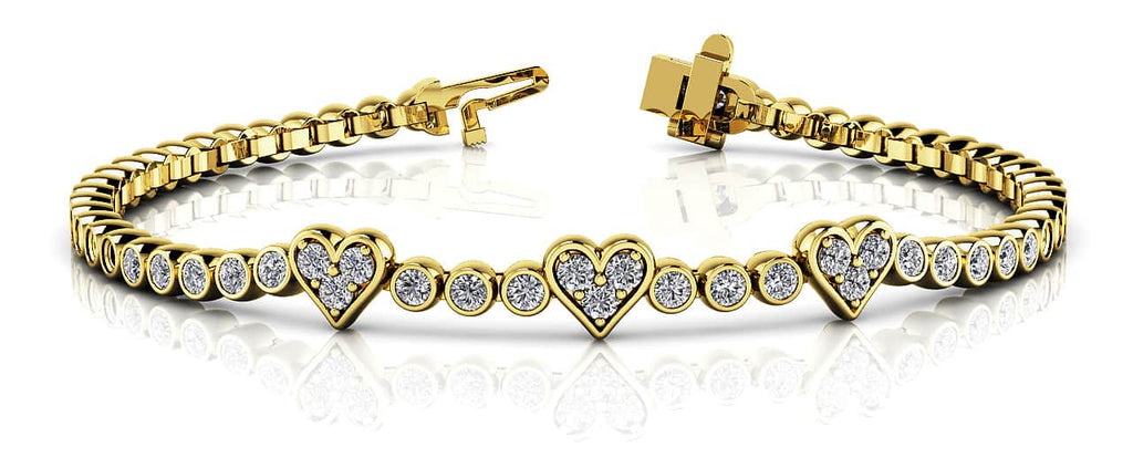 Three Hearts Of Love Diamond Bracelet with 2.11 ct.(finished) 2mm - Luxury Time NYC