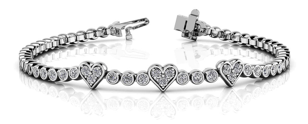 Three Hearts Of Love Diamond Bracelet with 2.11 ct.(finished) 2mm - Luxury Time NYC