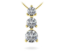 Load image into Gallery viewer, Three Prong 3 Stone Diamond Pendant with 0.27 ct.(finished) 2.1mm, 2.8mm, 3.4mm - Luxury Time NYC