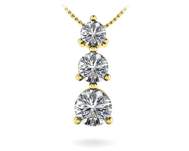 Three Prong 3 Stone Diamond Pendant with 0.38 ct.(finished) 2.5mm, 3.1mm, 3.7mm - Luxury Time NYC