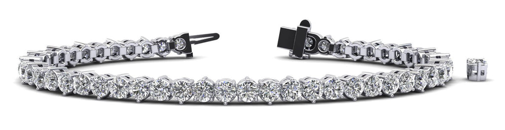 Three Prong Alternating Lab - Grown Diamond Tennis Bracelet with 10.00 ct.(finished) 4mm - Luxury Time NYC