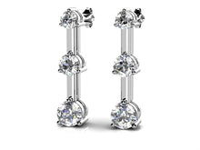 Load image into Gallery viewer, Three Prong Triple Diamond Earrings with 0.52 ct.(finished) 2.2mm, 2.8mm, 3.4mm - Luxury Time NYC