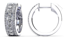 Load image into Gallery viewer, Three Row Brilliant Huggie Diamond Hoop Earrings with 0.85 ct.(finished) 1mm, 2mm - Luxury Time NYC