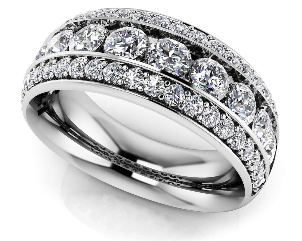 Three Row Channel And Prong Set Diamond Ring with 0.99 ct.(finished) 1.3mm, 2.4mm - Luxury Time NYC