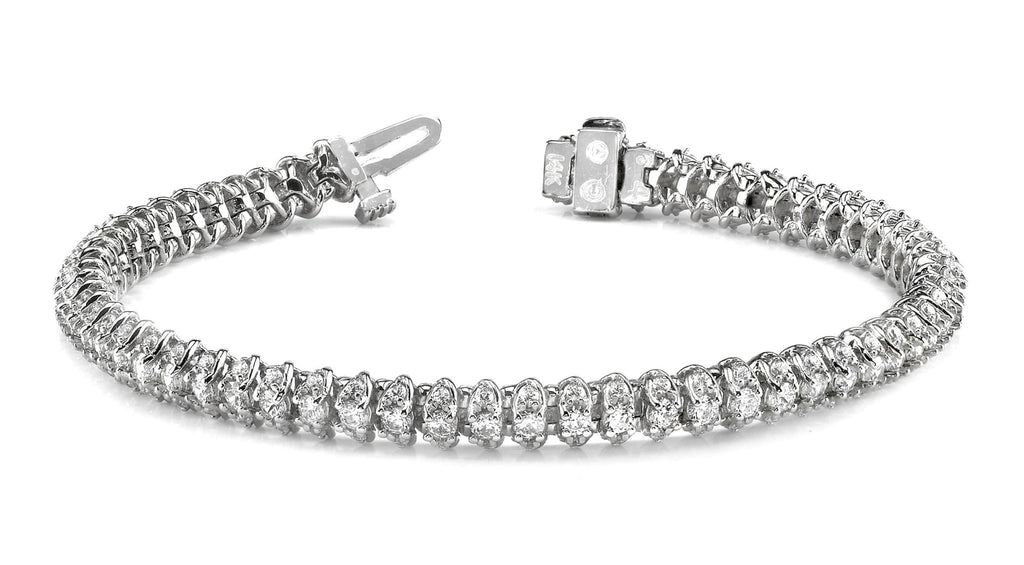 Three Row Diamond Scoop Link Bracelet Lab - Grown Diamond with 3.16 ct.(finished) 1.25mm, 2mm - Luxury Time NYC