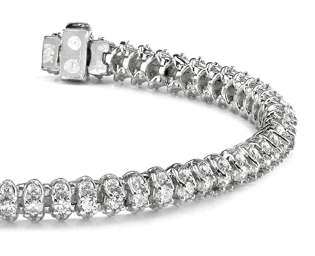 Three Row Diamond Scoop Link Bracelet Lab - Grown Diamond with 4.21 ct.(finished) 1.25mm, 2.25mm - Luxury Time NYC